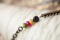 Image 2 of Antique Brass & Colored Bead Essential Oil Diffuser Bracelet