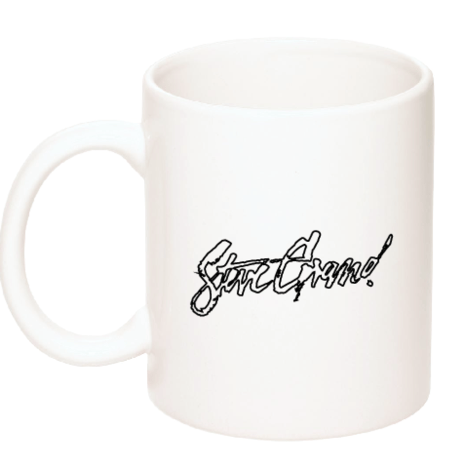 Ceramic Coffee Mug with Big Face and 'Steve Grand' logo