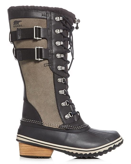 Image of  NEW SOREL CONQUEST CARLY BOOT INSULATED WOMENS BLACK KETTLE LEATHER SNOW SHOES