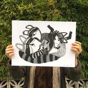 Image of Raccoon Hug Print