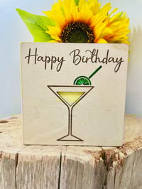 Image 2 of Wooden Cocktail Glass Birthday Card