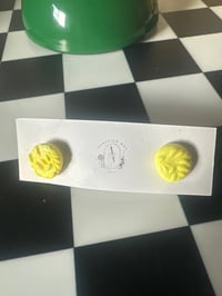Image 1 of YELLOW LEAF TEXTURED STUDS | POLYMER CLAY EARRINGS