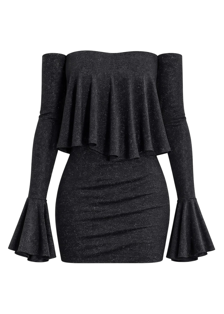 Image of Stella Ruffle Dress in Night Sky