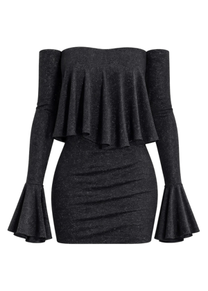 Image of Stella Ruffle Dress in Night Sky