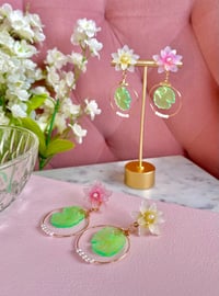 Image 2 of Lotus and Lily Pad Earrings