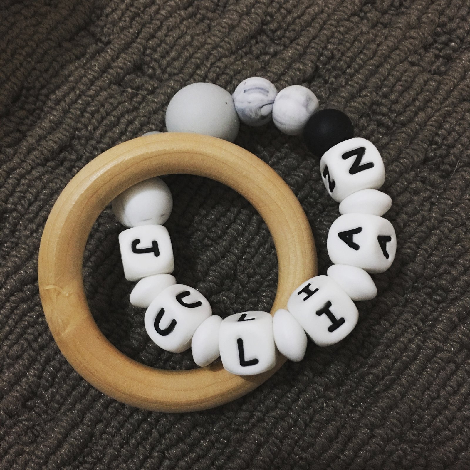 personalised wooden teething ring