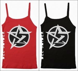 Image of Dee Snider-We Are The Ones Logo Women's Spaghetti Tank Top T Shirt Red/Black
