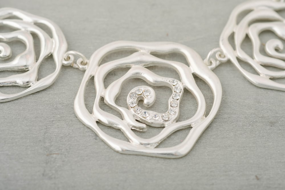 Image of Soft Silver Rose Necklace