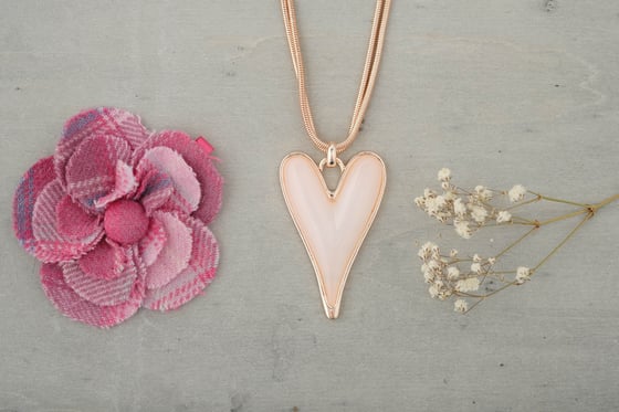 Image of Pink Heart Rose Gold or White and Silver necklace 