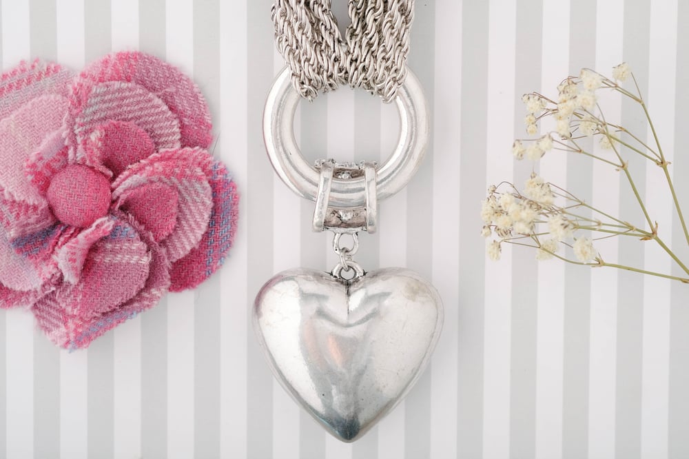 Image of Big Heart Necklace with a touch of diamante