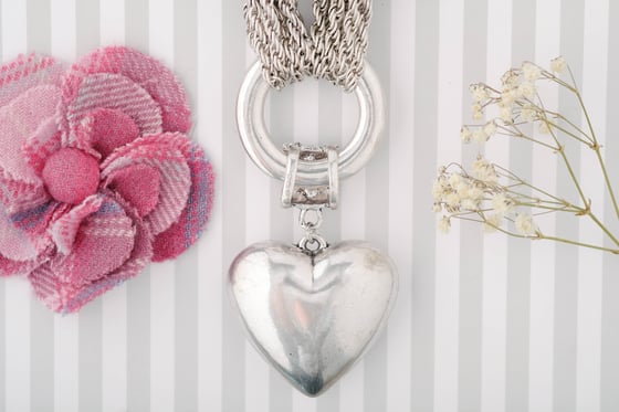 Image of Big Heart Necklace with a touch of diamante
