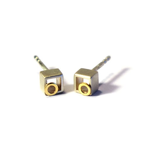 Image of Cubic Ear Studs With Ring