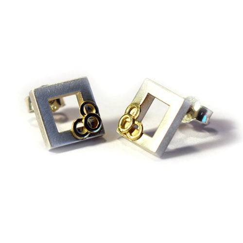 Image of Square Window Earrings With Rings