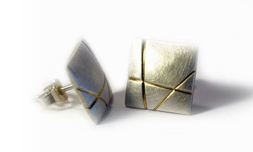 Image of Square Cushion Earrings With Grooves