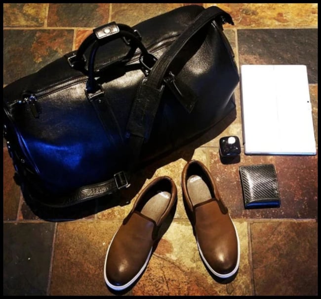 The Executive Black ❼™ - Men's Italian Leather Duffle 