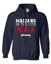 Pinkingz Bowling Hoodie - Mariano in the 10th! || Navy Blue w/ Red, White, Grey 