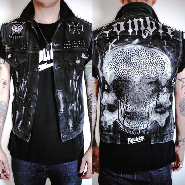 Image of "Zombie" Custom Denim Vest / Cut-Off (Levi's Vintage Trucker)