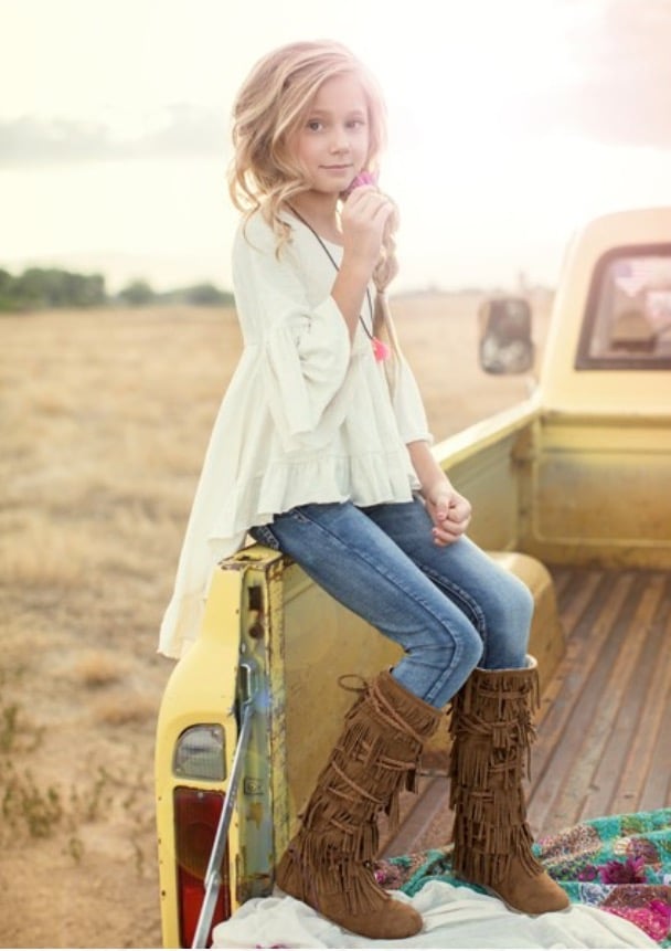 Joyfolie Riley Fringe Boot in Pecan