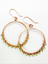 Image 2 of Peridot (Copper) Hoop Earrings