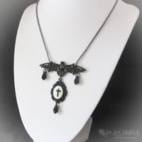 Image 4 of Filigree Bat Cross Cameo Necklace *WAS £16 NOW £10*