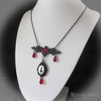 Image 1 of Filigree Bat Cross Cameo Necklace *WAS £16 NOW £10*