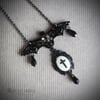 Filigree Bat Cross Cameo Necklace