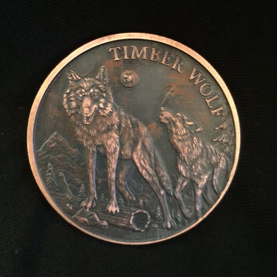 Image of Timber Wolf 1oz Copper Challenge Coin