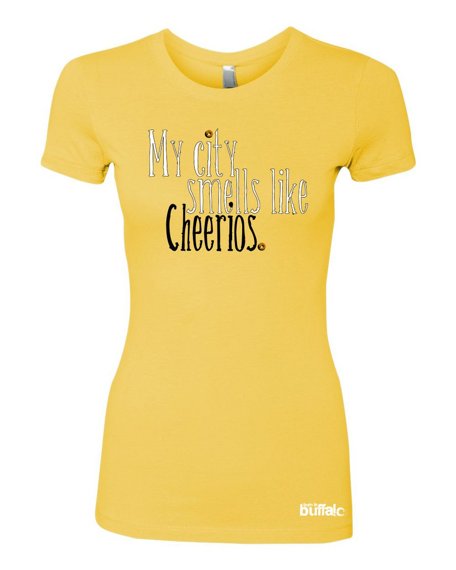 Image of My City Smells Like Cheerios JUNIORS T-Shirt PINK or YELLOW