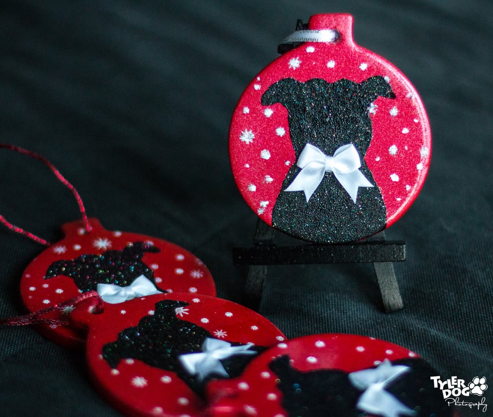 Image of 2016 Pit Bull Bow Tie Ceramic Christmas Ornament