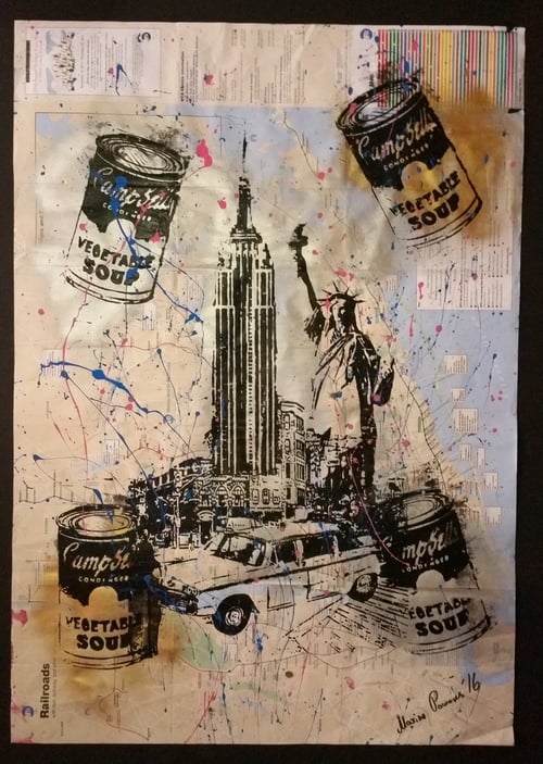 Image of "Empire State Building.". Original silkscreen On New York City Bike Map.
