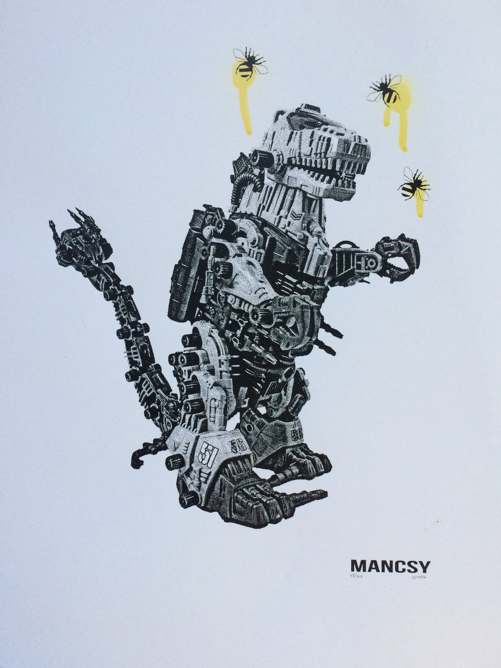 Image of A2 Robot Dinosaurs Rule screen print 