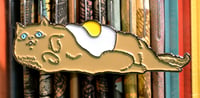 Image 1 of RESTOCK! Touch of Class: "Fried Egg Cat What" Lapel Pin