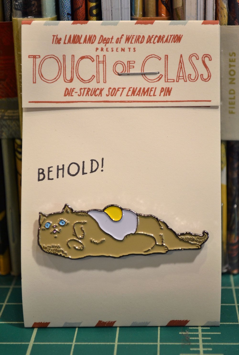 RESTOCK! Touch of Class: "Fried Egg Cat What" Lapel Pin