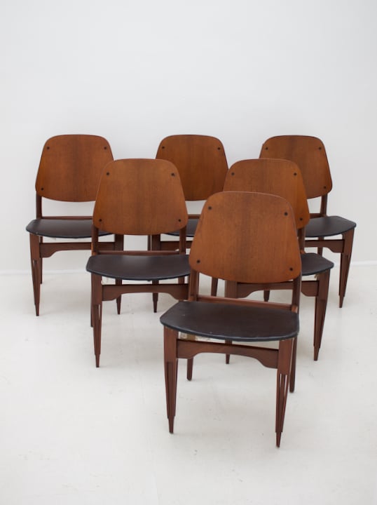 Image of Italian Dining Chairs with Carved Legs, 1950s