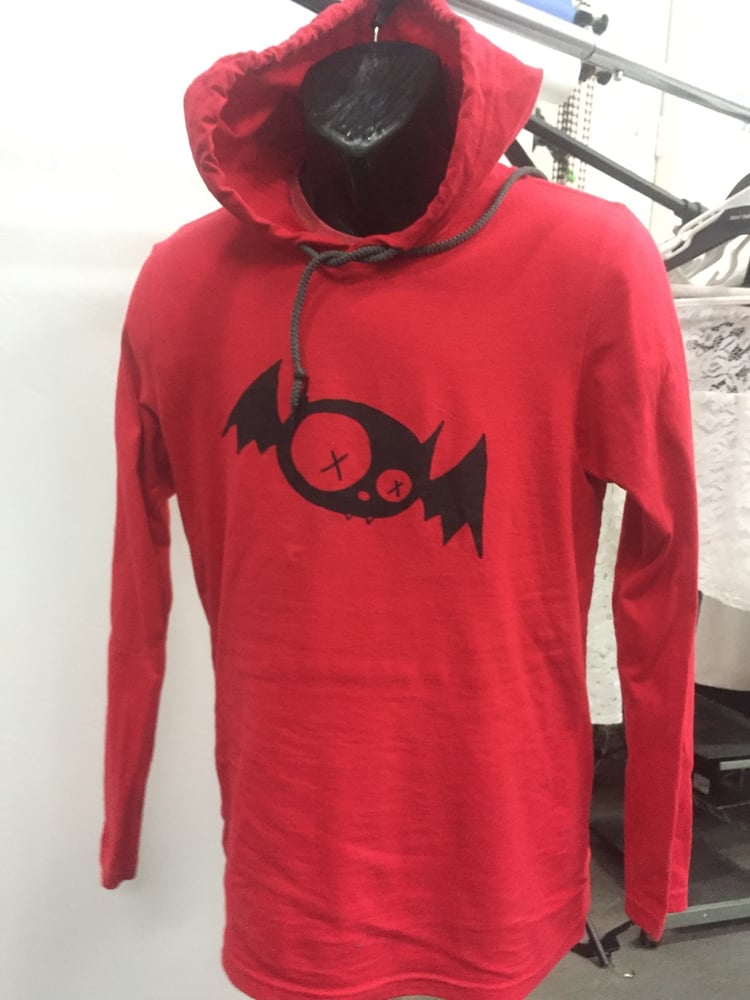 Image of Dead Bat Mascot unisex red t-shirt hoodie