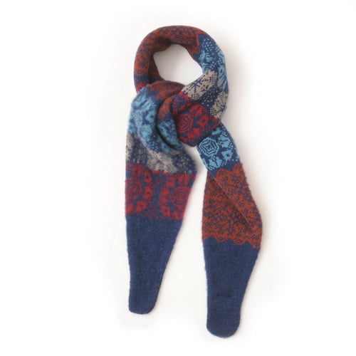 Image of Multi Rose Pointy Scarf in Navy