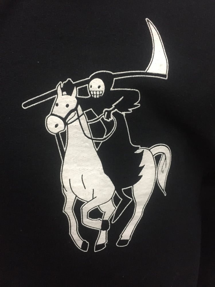 Image of Death is Good "On a Pale Horse" men's black zip up hoodie