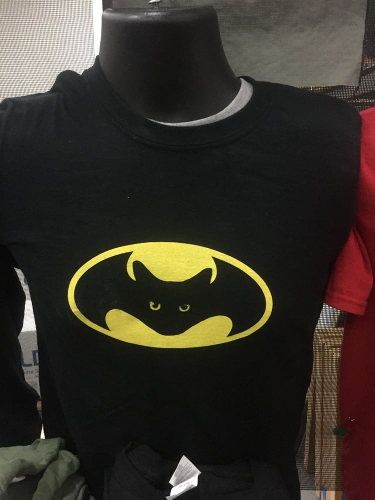 Image of Bat Cat mens' and ladies' black tee