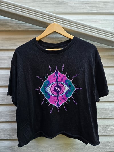 Image of Trippy eye crop tee ( UV reactive )