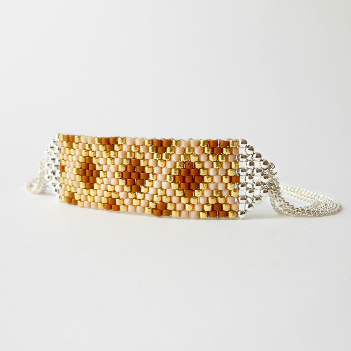 Image of Bracelet manchette argent tissé "Totem"