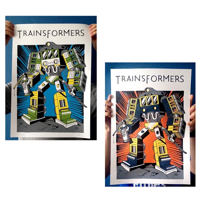 Image of Trainsformers EN57 silkscreen print