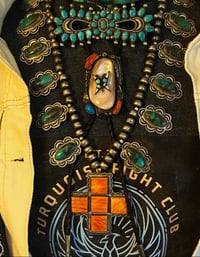 Image 6 of Bolo with coral, turquoise, shell and inlay Butterfly 🦋 