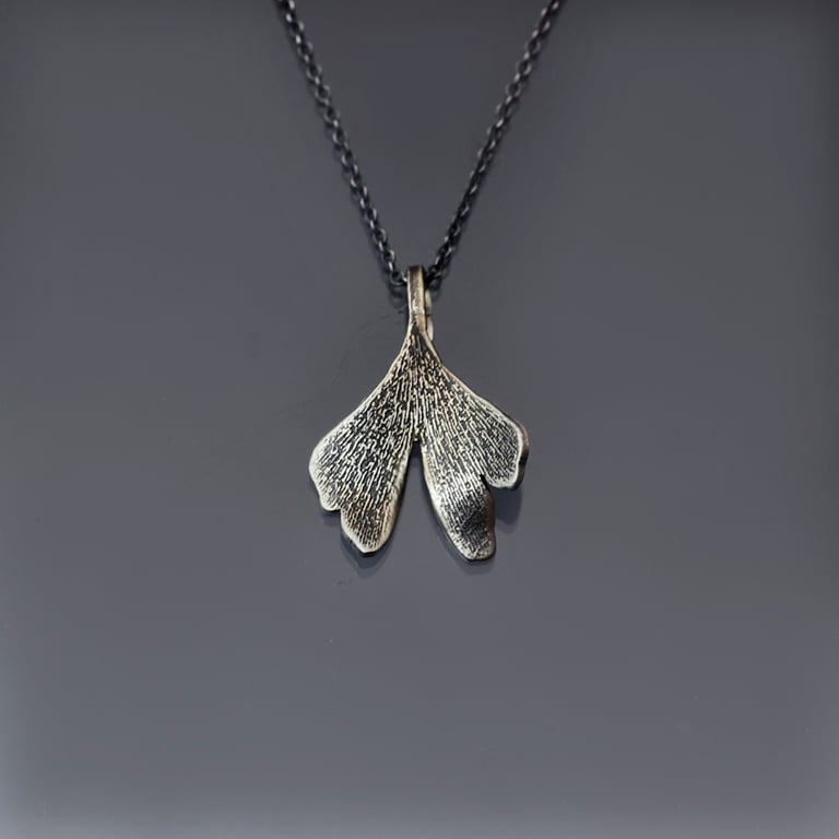 Silver Ginkgo Leaf Necklace Image 2