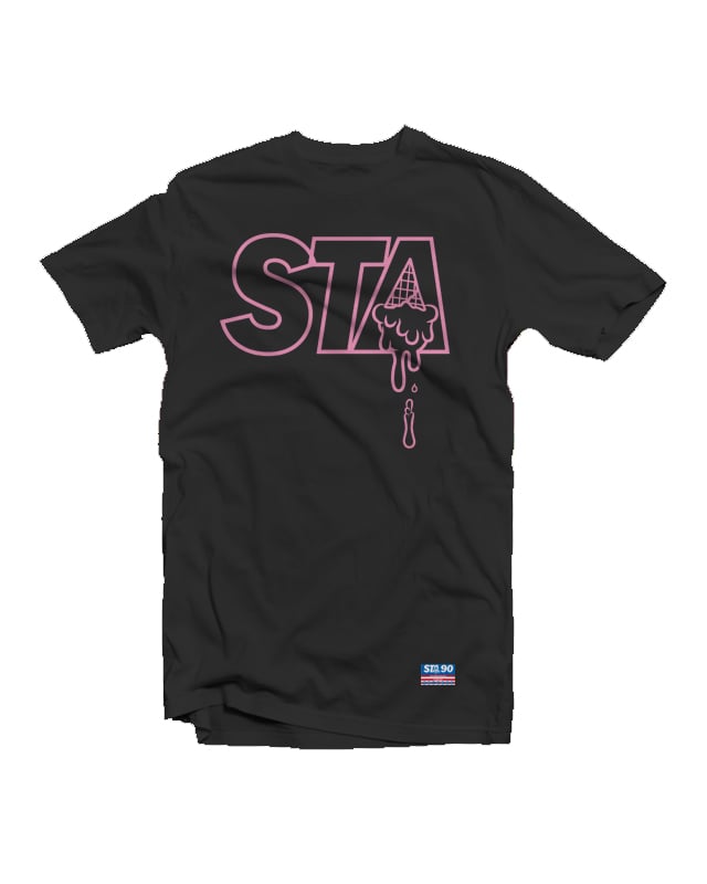 Image of Sta Outline Tee Black Pink 