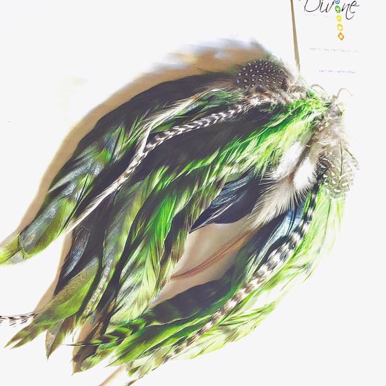 Image of Green Goddess Elvin Fairy Feather Earrings/Custom for Rebecca