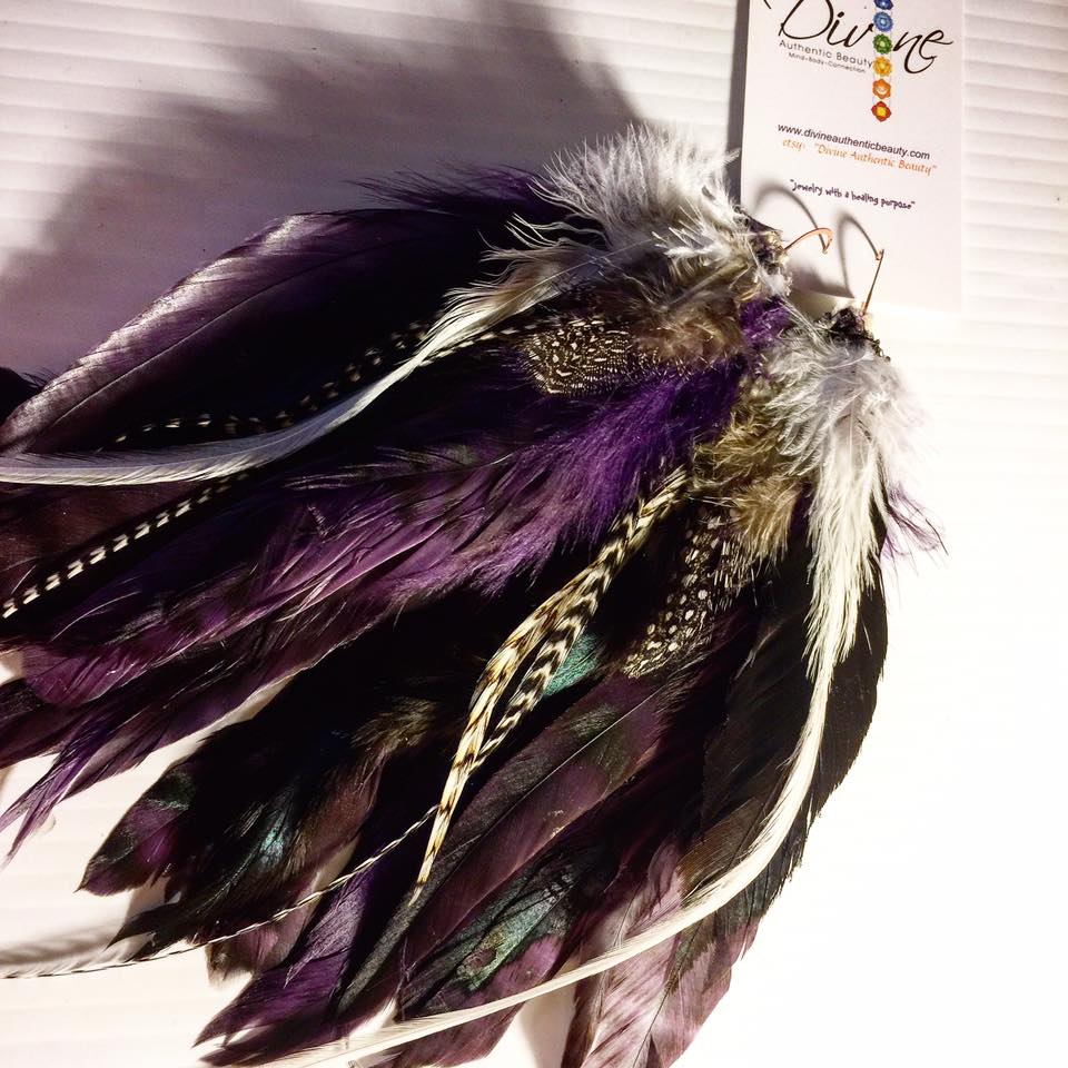 Image of Purple Passion Feather Earrings for the Royal Goddess