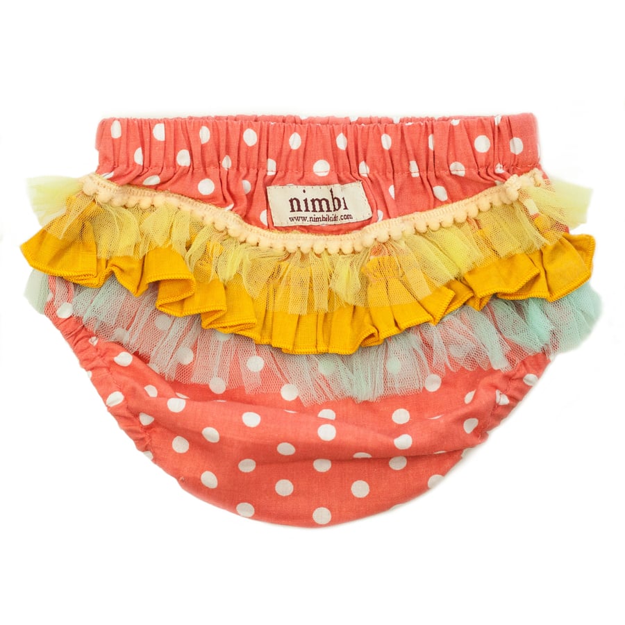 Image of Bambini Ruffled Pilchers - Peach Polka