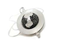 Image 1 of Silvered Lava Flat Ring Pendant