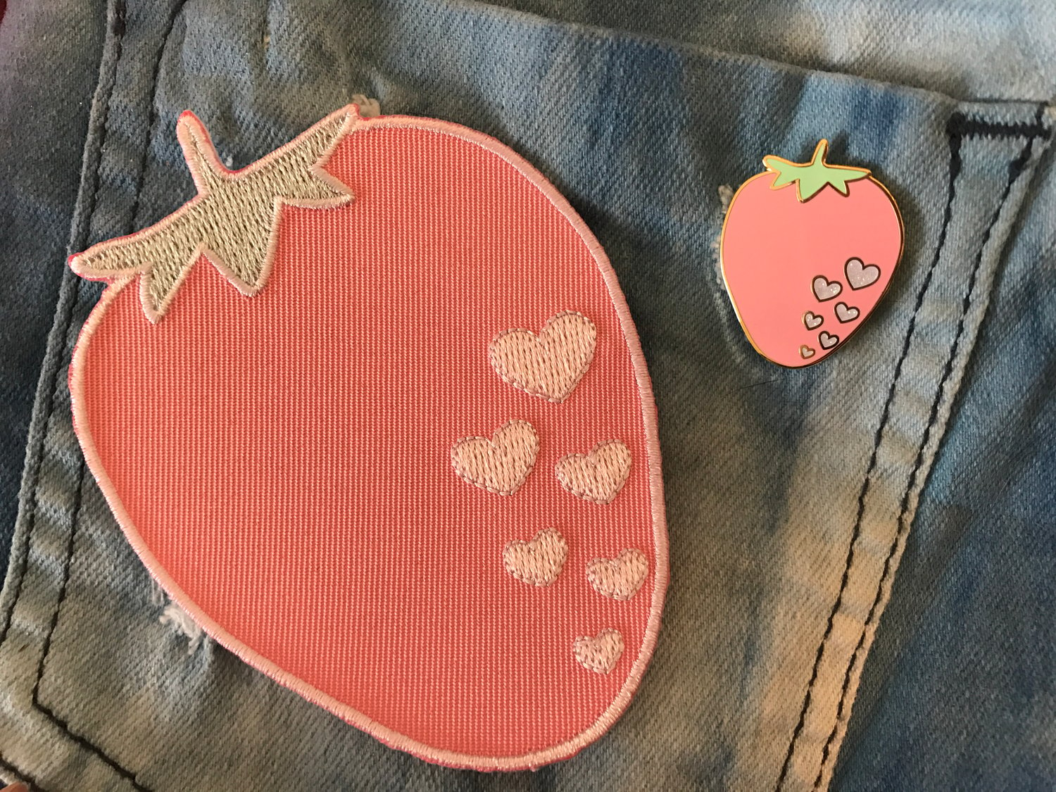Image of Strawberry Pin + Patch Set