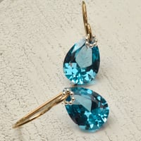 Image 3 of Blue earrings simulated spinel pear mixed metal